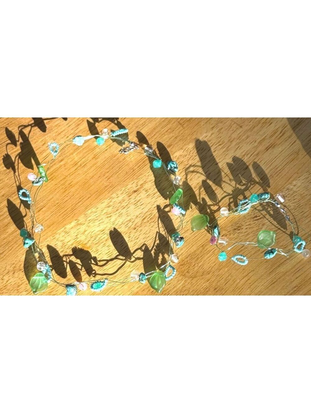 Y2K Fairycore Green Leaf Vine Shaped Beaded Choker and Bracelet Wire Set